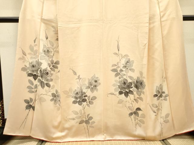 平和屋着物▼訪問着　手描き　薔薇　バラ　暈し染　正絹　逸品　DABJ7328fe