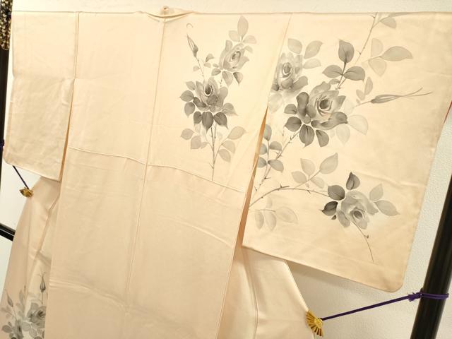 平和屋着物▼訪問着　手描き　薔薇　バラ　暈し染　正絹　逸品　DABJ7328fe