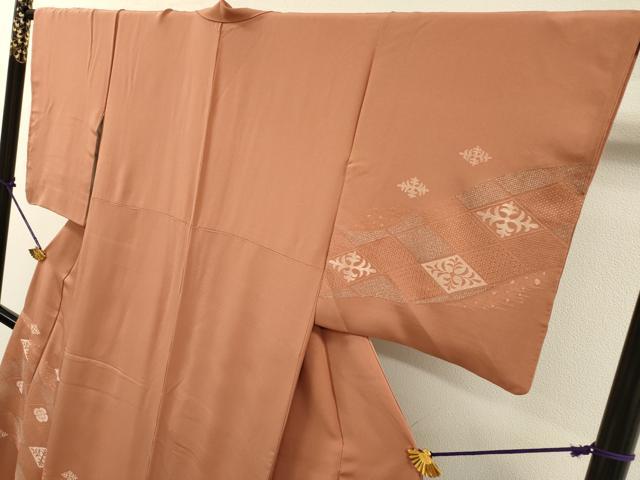 平和屋着物▼中国三大刺繍　スワトウ刺繍　汕頭刺繍　総刺繍　訪問着　花菱文　銀糸　正絹　逸品　DABJ7329fe