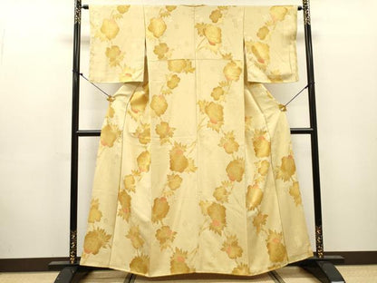 平和屋着物▼上質な小紋　地紋起こし　草花　正絹　逸品　DABJ7330fe