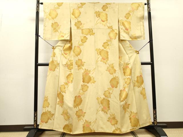 平和屋着物▼上質な小紋　地紋起こし　草花　正絹　逸品　DABJ7330fe