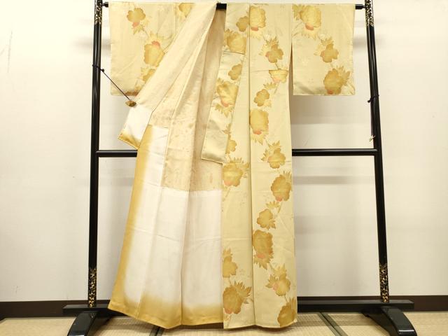 平和屋着物▼上質な小紋　地紋起こし　草花　正絹　逸品　DABJ7330fe