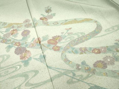 平和屋着物▼中国三大刺繍　スワトウ刺繍　汕頭刺繍　総刺繍　訪問着　鬘帯花文　暈し染　正絹　逸品　未使用　DABJ7332fe