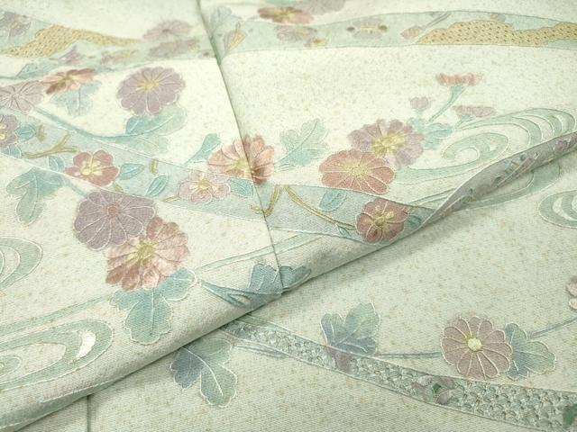 平和屋着物▼中国三大刺繍　スワトウ刺繍　汕頭刺繍　総刺繍　訪問着　鬘帯花文　暈し染　正絹　逸品　未使用　DABJ7332fe
