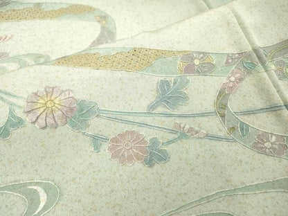 平和屋着物▼中国三大刺繍　スワトウ刺繍　汕頭刺繍　総刺繍　訪問着　鬘帯花文　暈し染　正絹　逸品　未使用　DABJ7332fe