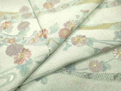 平和屋着物▼中国三大刺繍　スワトウ刺繍　汕頭刺繍　総刺繍　訪問着　鬘帯花文　暈し染　正絹　逸品　未使用　DABJ7332fe