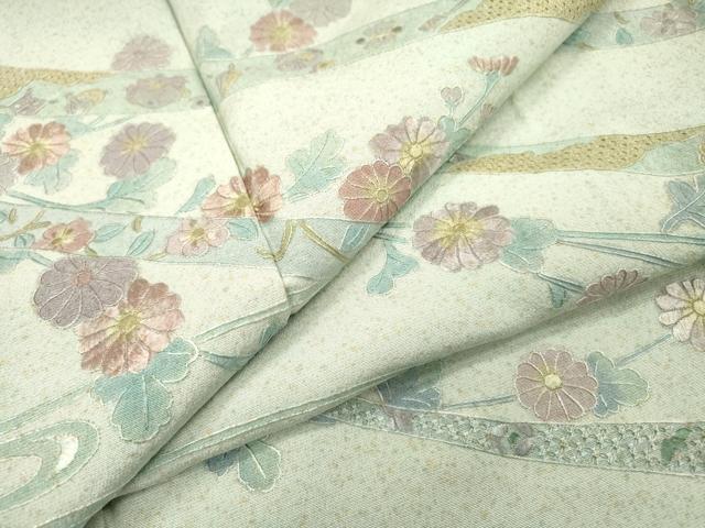 平和屋着物▼中国三大刺繍　スワトウ刺繍　汕頭刺繍　総刺繍　訪問着　鬘帯花文　暈し染　正絹　逸品　未使用　DABJ7332fe