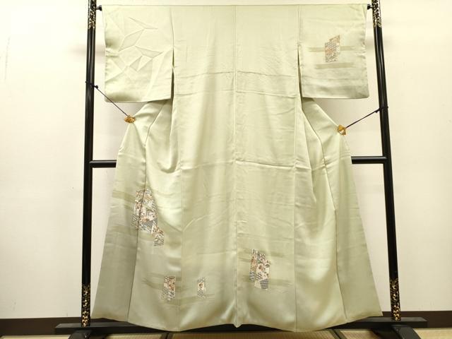 平和屋着物▼訪問着　総刺繍　短冊吉祥花文　暈し染　金糸　やまと誂製　正絹　逸品　DABJ7335fe