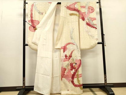 平和屋着物▼豪華振袖　刺繍　絞り　鳳凰　金銀糸　正絹　逸品　DABJ7336fe