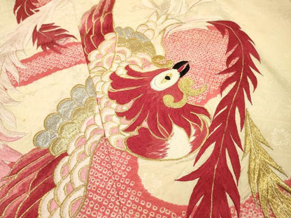 平和屋着物▼豪華振袖　刺繍　絞り　鳳凰　金銀糸　正絹　逸品　DABJ7336fe
