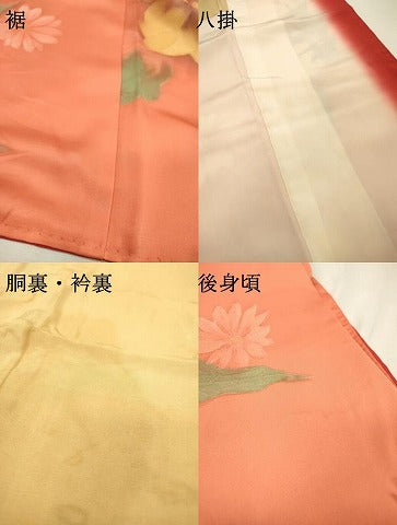 平和屋着物▼上質な小紋　地紋起こし　草花　暈し染　正絹　逸品　DABJ7344fe