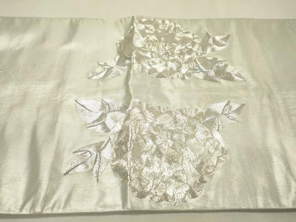 平和屋着物▼太鼓柄袋帯　駒刺繍　総刺繍　草花　金銀糸　正絹　逸品　DABJ7356fe