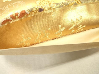 平和屋着物▼六通柄袋帯　唐織　古代文様　金糸　正絹　逸品　DABJ7358fe