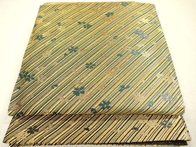 平和屋着物▼六通柄袋帯　舞桜　金銀糸　長尺　正絹　逸品　DABJ7364fe