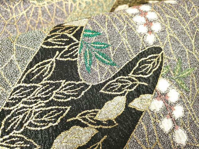 平和屋着物▼六通柄袋帯　道長藤花房文　金銀糸　正絹　逸品　DABJ7370fe