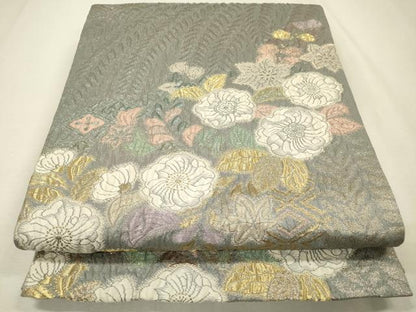 平和屋着物▼六通柄袋帯　ふくれ織　辻が花　金糸　正絹　逸品　DABJ7371fe