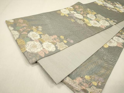 平和屋着物▼六通柄袋帯　ふくれ織　辻が花　金糸　正絹　逸品　DABJ7371fe