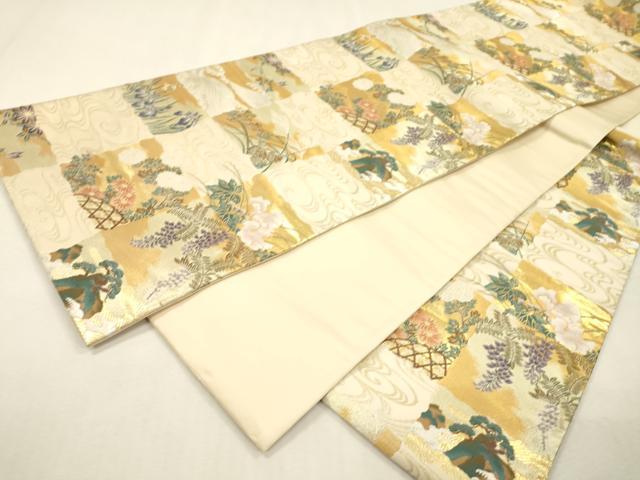 平和屋着物▼六通柄袋帯　紹巴織　琳派　日本の美　金糸　正絹　逸品　DABJ7388fe