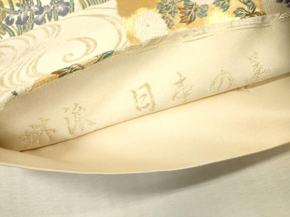 平和屋着物▼六通柄袋帯　紹巴織　琳派　日本の美　金糸　正絹　逸品　DABJ7388fe