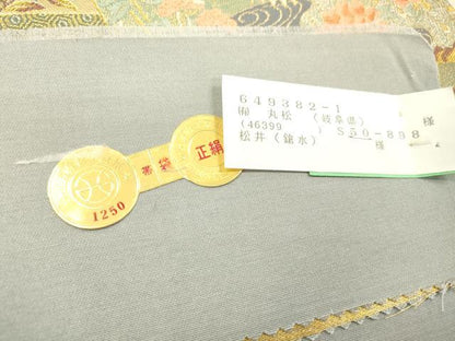 平和屋着物▼西陣　前田眞織物謹製　六通柄袋帯　唐織　屏貼花鳥文　古銘錦箔　金銀糸　証紙付き　正絹　逸品　DABJ7396fe