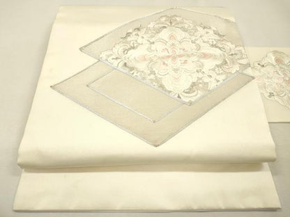 平和屋着物▼九寸名古屋帯　駒刺繍　総刺繍　正倉院花菱文　DABJ7401fe