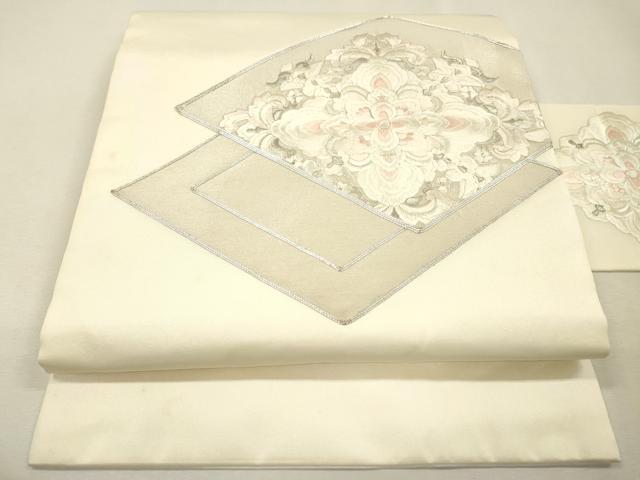 平和屋着物▼九寸名古屋帯　駒刺繍　総刺繍　正倉院花菱文　DABJ7401fe