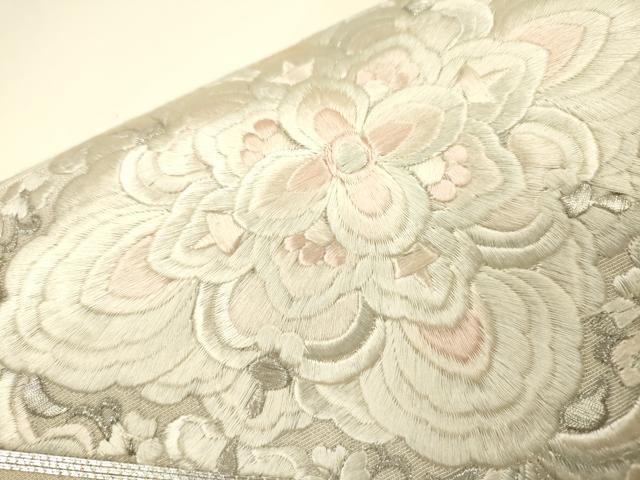平和屋着物▼九寸名古屋帯　駒刺繍　総刺繍　正倉院花菱文　DABJ7401fe
