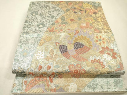 平和屋本店▼六通柄袋帯　重文彫金文　本金二重箔　正絹　逸品　DABJ7407fe