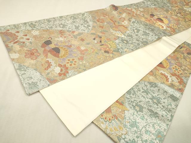 平和屋本店▼六通柄袋帯　重文彫金文　本金二重箔　正絹　逸品　DABJ7407fe