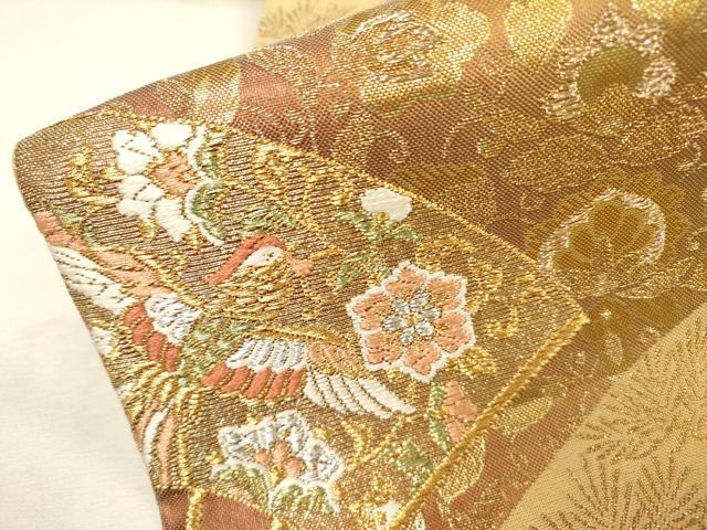 平和屋着物▼六通柄袋帯　唐織　紹巴　流水取扇面散し　金銀糸　正絹　逸品　DABJ7408fe