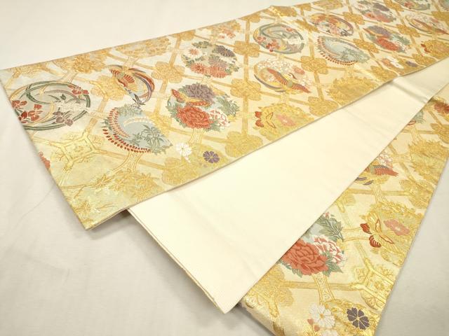 平和屋着物▼六通柄袋帯　唐織　蜀江花宴格天紋　金銀糸　正絹　逸品　DABJ7410fe