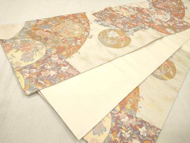 平和屋着物▼六通柄袋帯　花丸文　金糸　正絹　逸品　DABJ7413fe