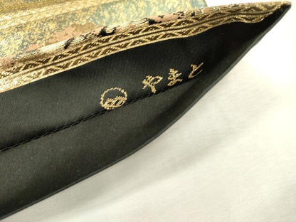 平和屋着物▼西陣　服部織物謹製　六通柄袋帯　京洛風景文　金糸　引箔　やまと誂製　正絹　逸品　DABJ7425fe