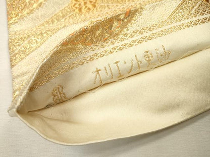 平和屋着物▼西陣　服部織物謹製　六通柄袋帯　オリエント更紗　金糸　正絹　逸品　DABJ7430fe