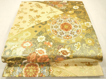平和屋本店▼六通柄袋帯　新攘錦　本金箔二重　正絹　逸品　DABJ7435fe