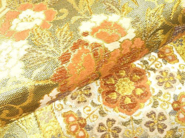 平和屋本店▼六通柄袋帯　新攘錦　本金箔二重　正絹　逸品　DABJ7435fe