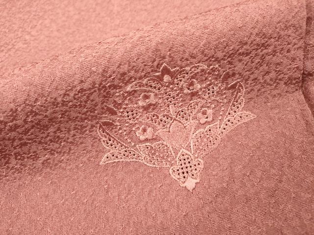 平和屋着物▼中国三大刺繍　スワトウ刺繍　汕頭刺繍　総刺繍　無地絵羽訪問着　洋花文　退紅色　正絹　逸品　未使用　DABJ7441fe