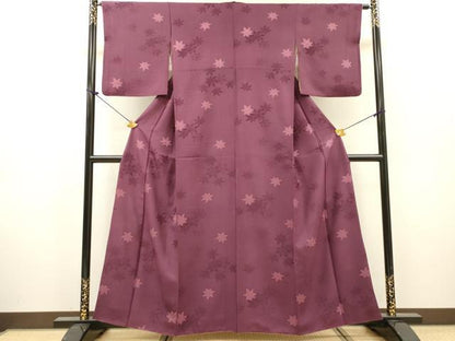 平和屋着物▼上質な小紋　地紋起こし　楓　正絹　逸品　DABJ7446fe