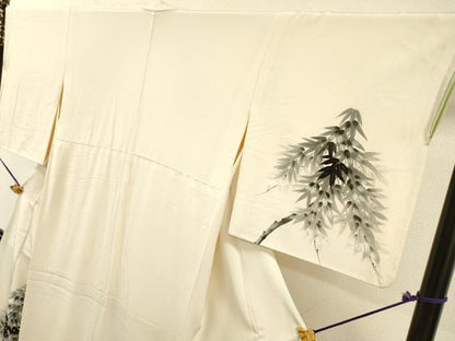 平和屋着物▼訪問着　手描き　枝葉文　金彩　正絹　逸品　DABJ7456fe