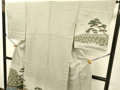 平和屋着物▼訪問着　作家物　渡り橋松文　暈し染　正絹　逸品　DABJ7458fe