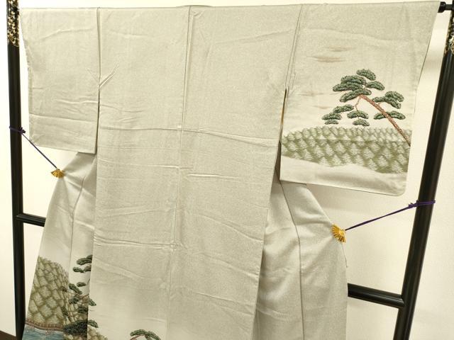 平和屋着物▼訪問着　作家物　渡り橋松文　暈し染　正絹　逸品　DABJ7458fe