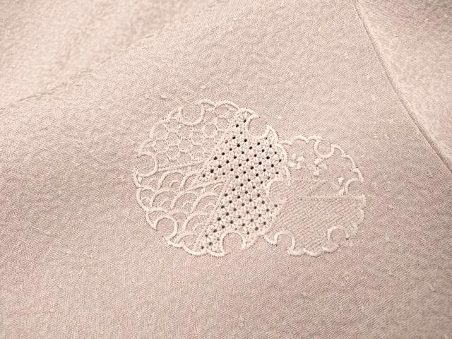 平和屋着物▼中国三大刺繍　スワトウ刺繍　汕頭刺繍　総刺繍　無地絵羽訪問着　雪輪花文　紅藤色　正絹　逸品　DABJ7459fe
