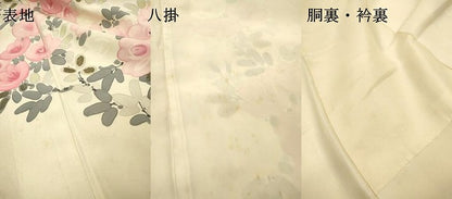 平和屋着物▼訪問着　手描き　草花　金彩　正絹　逸品　DABJ7460fe