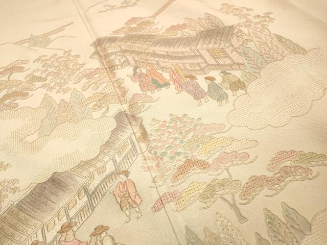 平和屋着物▼中国三大刺繍　スワトウ刺繍　汕頭刺繍　総刺繍　色留袖　室町絵巻　暈し染　金糸　正絹　逸品　DABJ7461fe