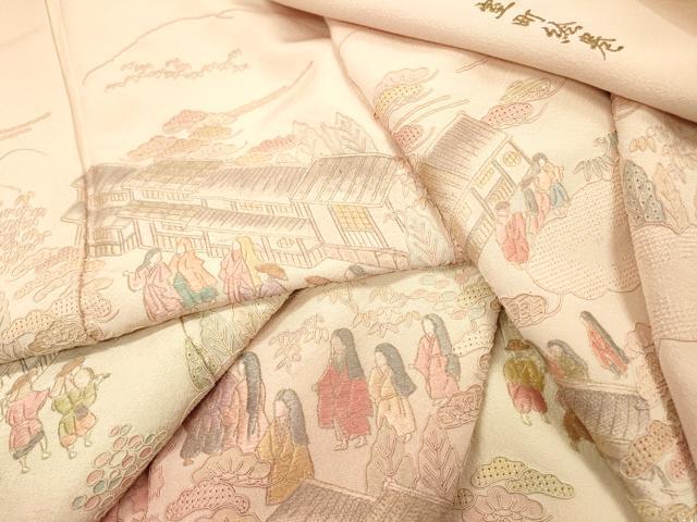 平和屋着物▼中国三大刺繍　スワトウ刺繍　汕頭刺繍　総刺繍　色留袖　室町絵巻　暈し染　金糸　正絹　逸品　DABJ7461fe