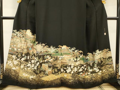 平和屋着物●豪華黒留袖　平安風景　友記本金箔　正絹　逸品　DABJ7468fe