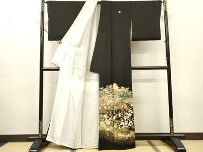 平和屋着物●豪華黒留袖　平安風景　友記本金箔　正絹　逸品　DABJ7468fe