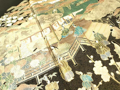 平和屋着物●豪華黒留袖　平安風景　友記本金箔　正絹　逸品　DABJ7468fe