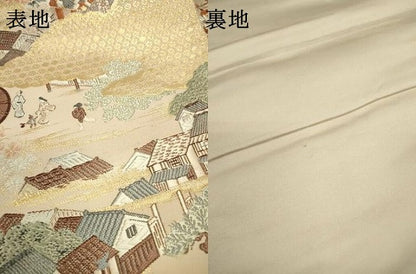 平和屋本店▼六通柄袋帯　唐織　祇園祭図　本金箔　正絹　逸品　DABJ7484fe