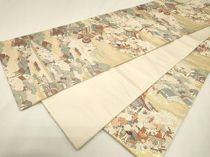 平和屋本店▼六通柄袋帯　唐織　祇園祭図　本金箔　正絹　逸品　DABJ7484fe